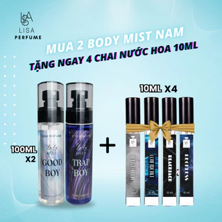 BODY MIST NAM/NỮ 100ML [MUA 2 TẶNG 4] MUA 2 BODY MIST 100ML + TẶNG NGAY 4 CHAI NƯỚC HOA NAM/NỮ 10ML