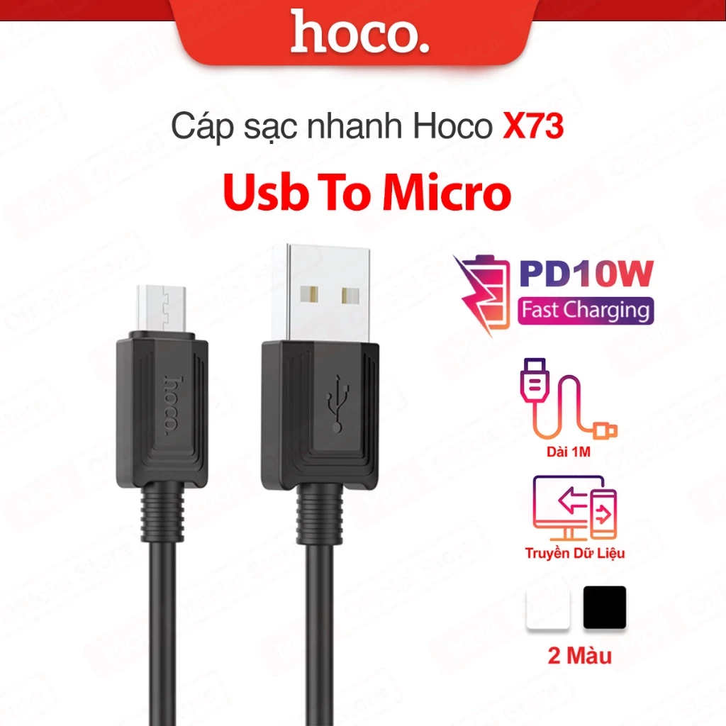 Cáp sạc PD10W Hoco X73 USB to Micro truyền data ổn định nhanh chóng cho Android dài 1M