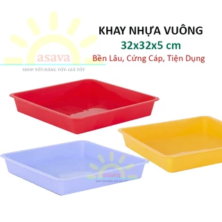 Khay Nhựa Vuông 32x32x5 cm- Lòng Sâu, Cứng Cáp, Tiện Dụng.