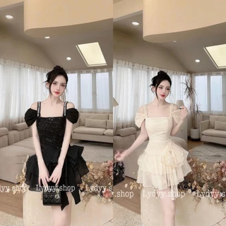 Váy đầm kim sa, kim tuyến 2 dây cúp ngực trễ vai, bling bling, đi tiệc đi bar sang chảnh thiết kế cao cấp váy dự tiệc