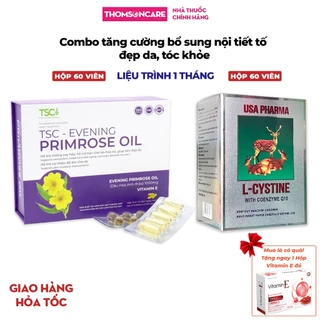 Combo nội tiết tố hoa anh thảo Evening Primrose Oil TSC Group 60v và Lcystine 60v làm đẹp da, cấp ẩm, tóc chắc khỏe