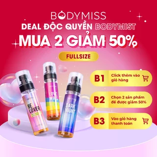 [MUA 2 GIẢM 50%] Bodymist xịt thơm toàn thân lưu hương lâu 6h body mist chính hãng unisex cho nam nữ BODYMISS 105ML