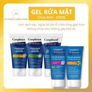 Gel rửa mặt BHA Compliment No Problem, sữa rửa mặt làm sạch sâu, ngừa viêm & mụn cho da dầu mụn 200ml