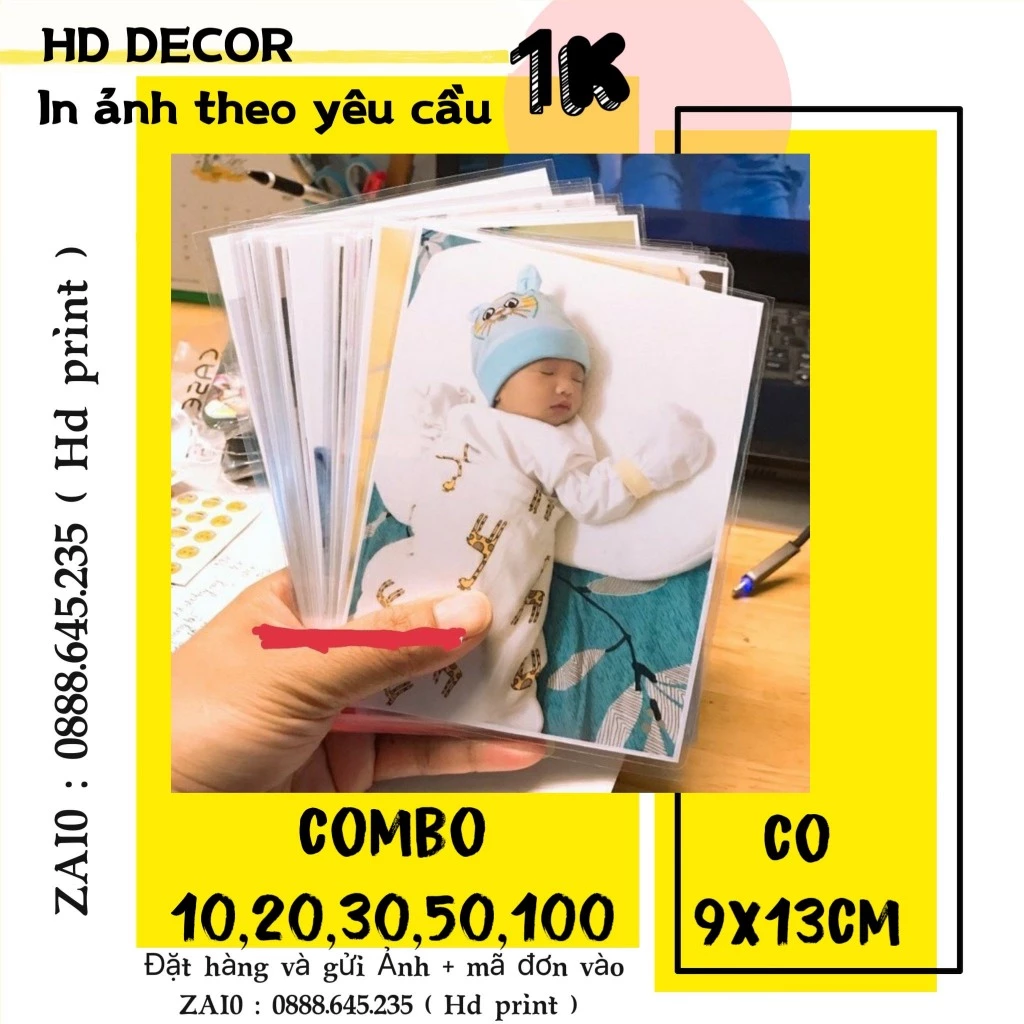 (freeship) Combo 10 ảnh 9x13cm ép plastic tràn viền in ảnh theo yêu cầu