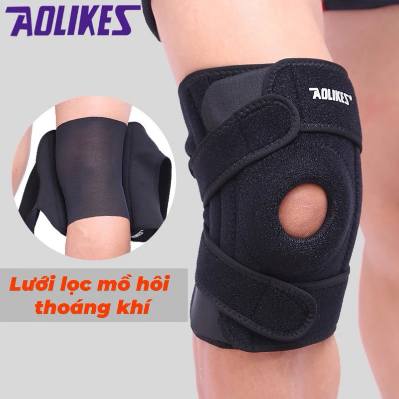 Bó gối thể thao Aolikes 7913 kèm 4 thanh lò xo trợ lực