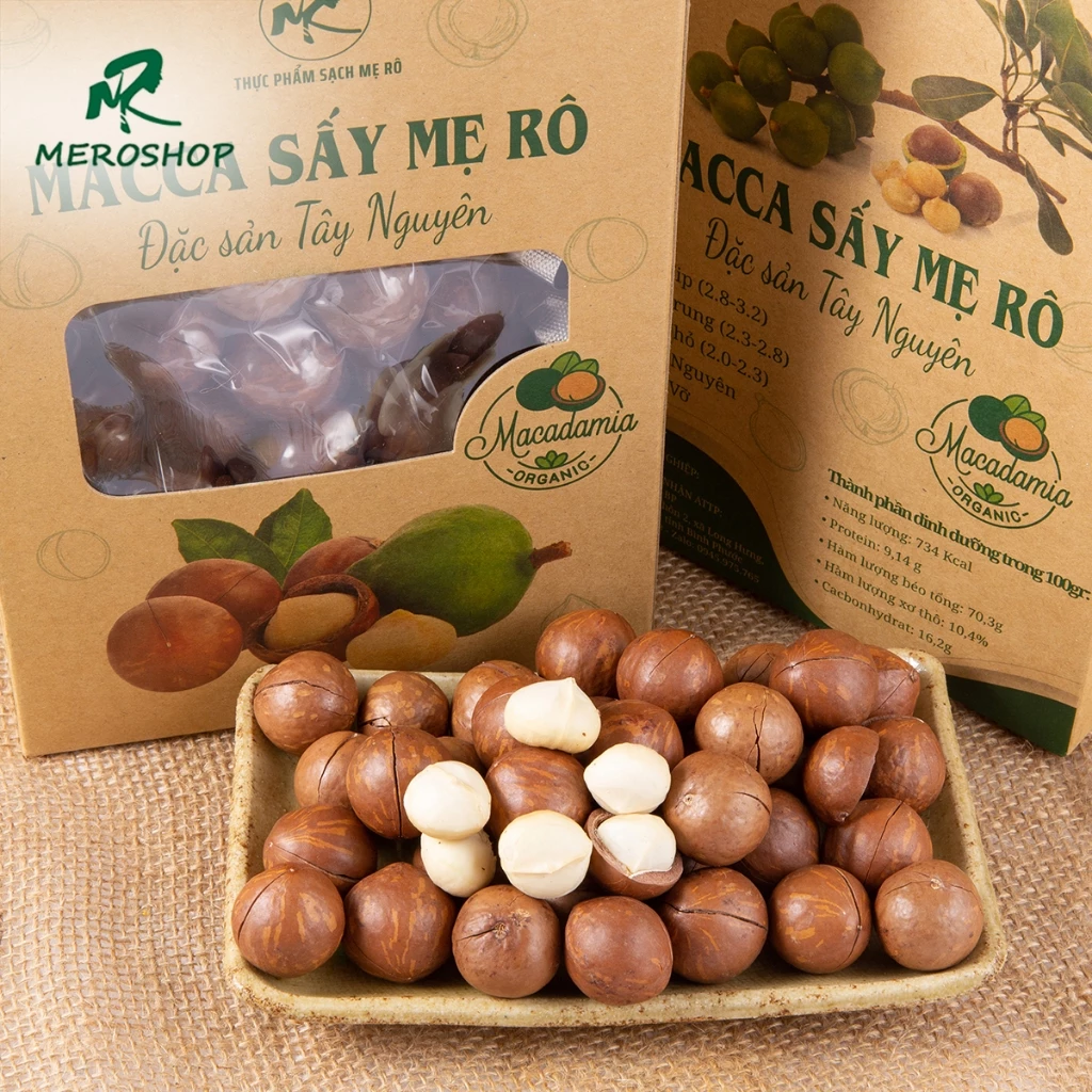 Combo 1kg Macca sấy Mẹ Rô. Có hồ sơ công bố, xuất hóa đơn công ty đầy đủ
