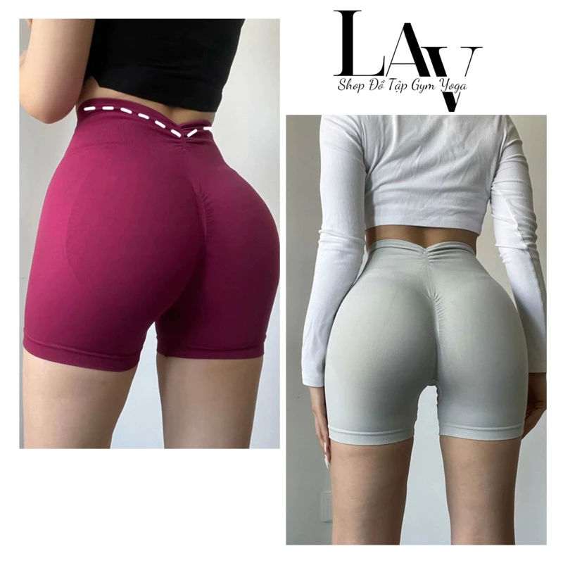 Quần legging đùi tập gym, yoga Mitao chun mông cạp cao lưng chéo thắt eo - LAV Activewear/3DK018