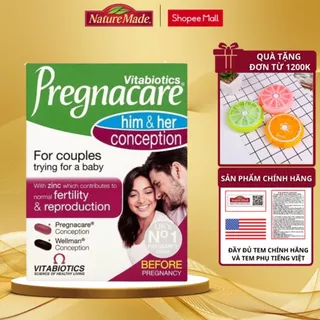 Hỗ trợ thụ thai Vitabiotics Pregnacare Him & Her Conception 60 viên giúp tăng khả năng thụ thai cho cả vợ và chồng