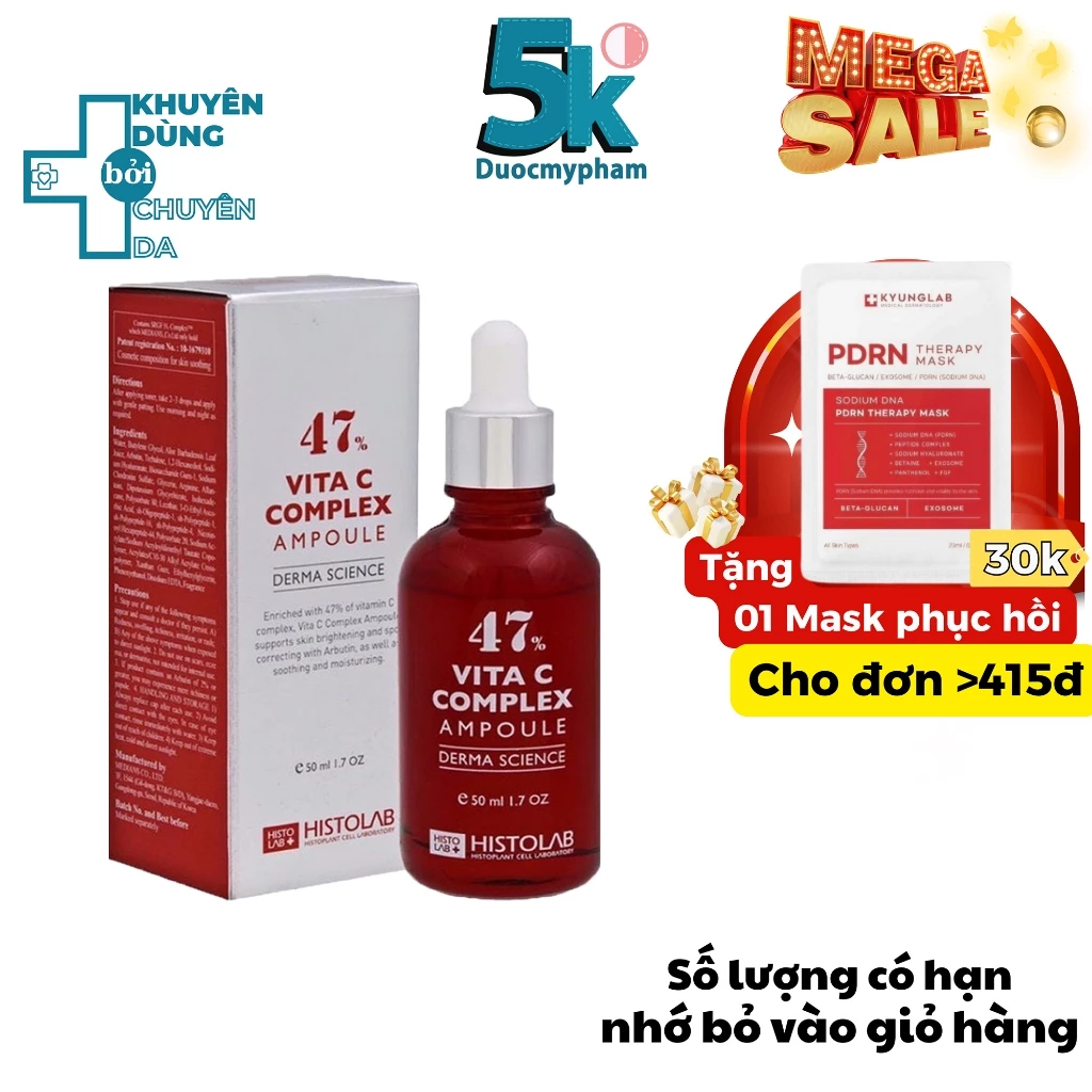 Tinh Chất Serum Dưỡng Trắng Sáng Da Histolab Vita C Complex Ampoule 47% 50ml