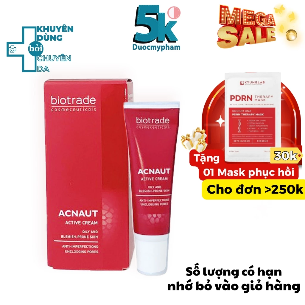 Kem chấm mụn Biotrade Acnaut Active Cream - giảm mụn trắng sáng da giảm nhờn (5ml-30ml)