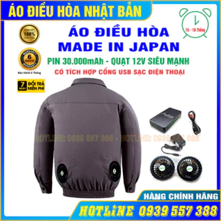 ÁO ĐIỀU HÒA ĐẦY ĐỦ PHỤ KIỆN 35.000Ma-12V, ÁO LÀM MÁT BẢO HỘ LAO ĐỘNG MÀU CHÌ