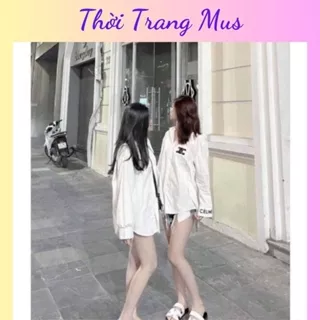 Áo Sơ Mi Hot Idol In C.E.LI Túi Ngực Áo Sơ mi Dài Tay màu Trắng nam nữ có Túi Ngực Form Rộng Thời Trang Mus