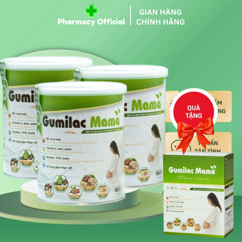 [Mua 3 lon 650g tặng 1 hộp giấy 400g] Combo 3 lon sữa hạt bầu Gumilac mama 650g