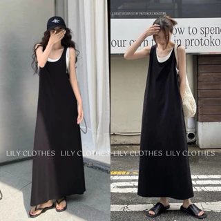 Lily.clothes- Váy sát nách dáng suông dài chất đũi gân kèm áo ba lỗ