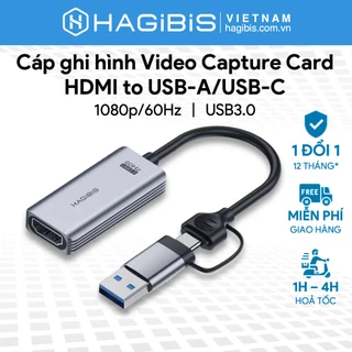 HAGIBIS Cáp ghi hình Video Capture Card HDMI to Type-C/USB3.0 1080P/60Hz, hỗ trợ Livestream - UHC07