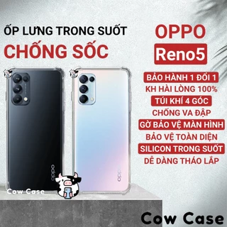 Ốp lưng Oppo Reno5, Reno 5 chống sốc silicon dẻo trong Cowcase | Vỏ điện thoại Oppo bảo vệ camera toàn diện TRON