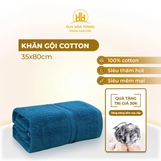Khăn gội 35x80cm 100% cotton cao cấp dày thấm hút, không đổ lông, không ra màu dùng cho gia đình Huy Hòa Towel
