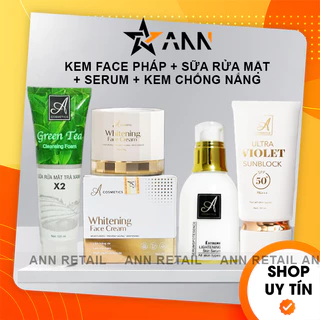 [Chính hãng] Combo Sữa rữa mặt trà xanh X2 - Serum A - Face pháp A Cosmetics - Chống nắng Phương Anh