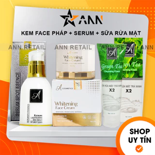 [Chính hãng] Combo Kem Face Pháp A + Sữa rửa mặt trà xanh X2 A Cosmetics + Serum Phương Anh