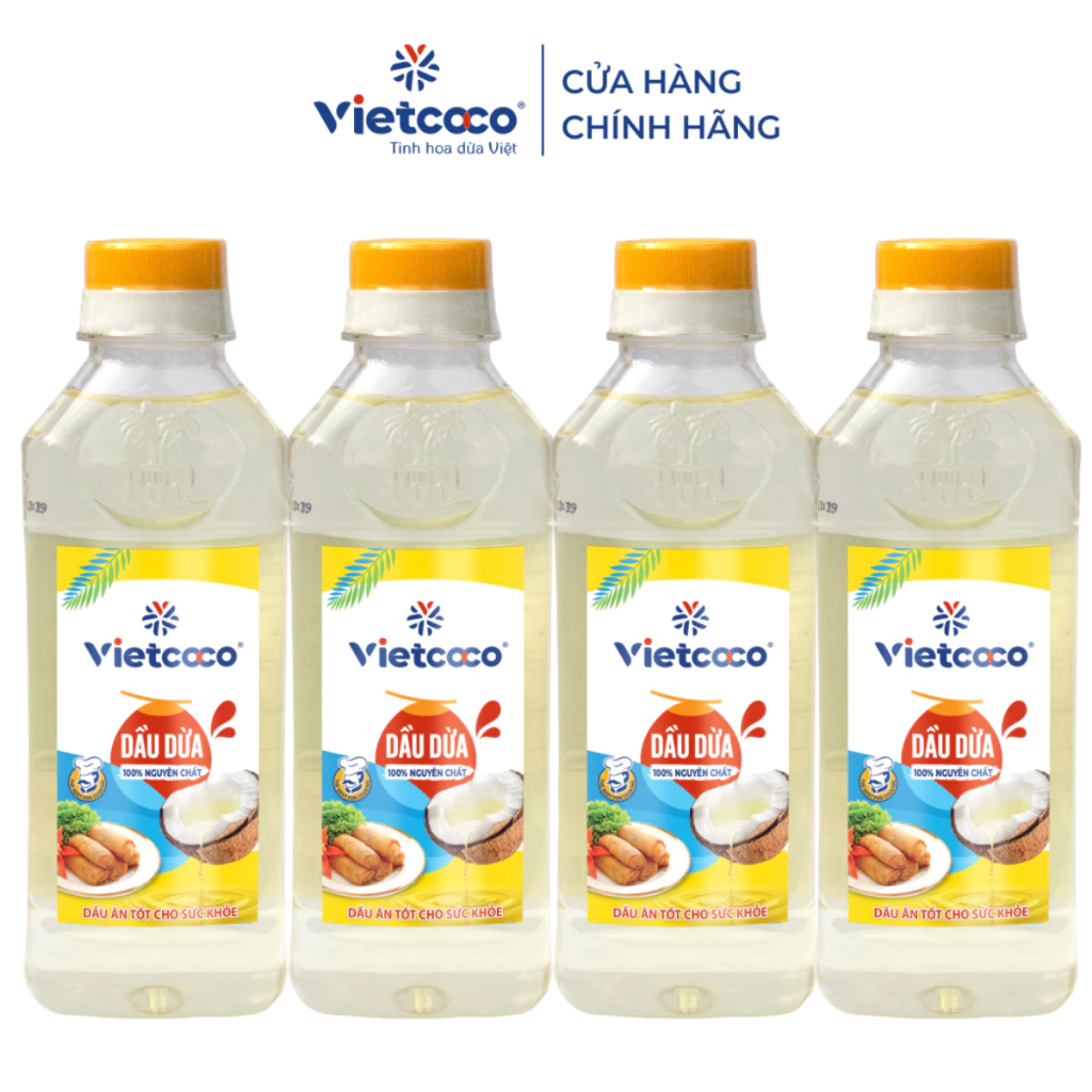 COMBO 4 Dầu dừa (100% nguyên chất) VIETCOCO - chai 250ml