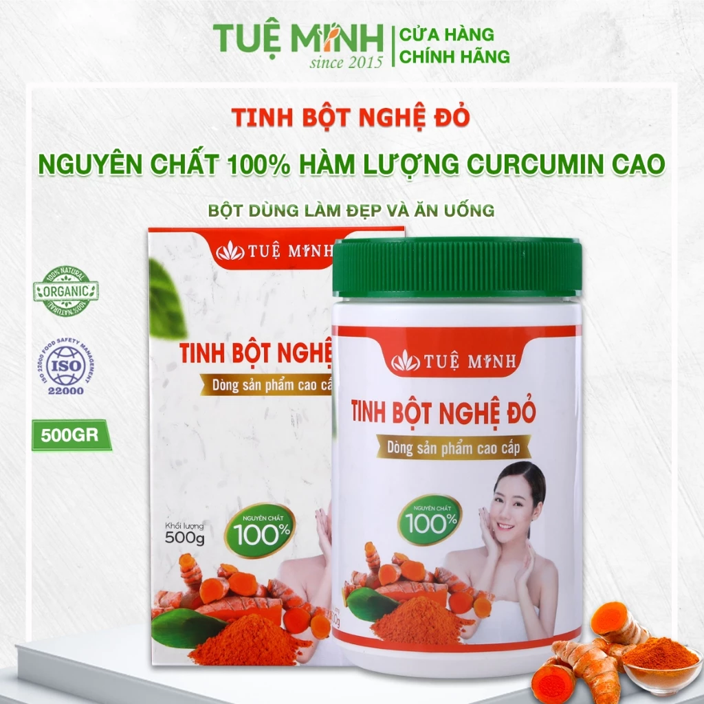 Tinh bột nghệ đỏ nguyên chất Tuệ Minh 500gr làm sáng da, giảm viêm loét dạ dày tốt cho hệ tiêu hóa