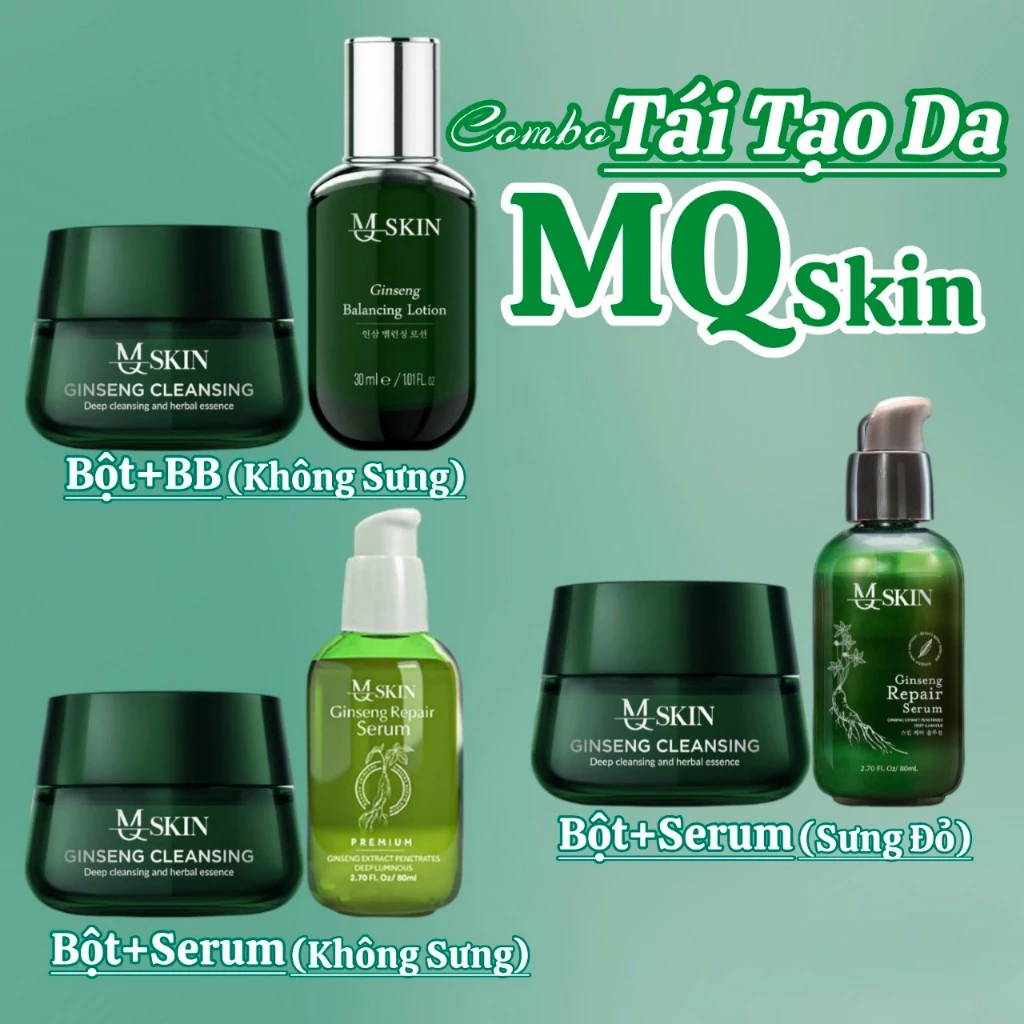 [Chính Hãng] Combo Serum + BB Tái Tạo Thay Da Nhân Sâm MQ SKIN và Bột Rửa Mặt Nhân Sâm MQ SKIN