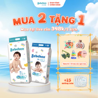 [TẶNG 15 MIẾNG BỈM + QUÀ] - Combo 2 Bịch Tã Bỉm Dán/Quần Bebeboo Nhật Bản Chính Hãng Đóng Hè Đủ Size Cho Bé