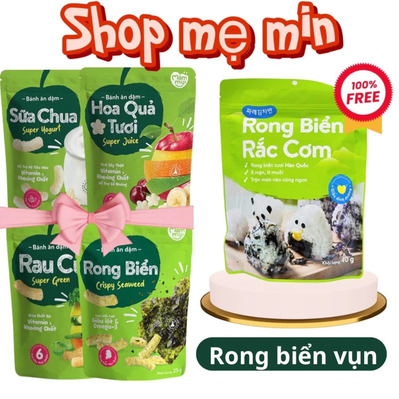 [MUA 4 BÁNH MĂMMY TẶNG 1 GÓI RONG RẮC] Tổng hợp Bánh ăn dặm Mămmy giàu protein,DHA giúp ăn ngon