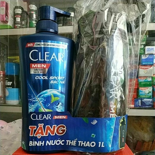 DẦU GỘI SẠCH GÀU CLEAR MEN BẠC HÀ MÁT LẠNH 630G TẶNG BÌNH NƯỚC THỂ THAO