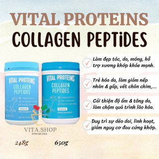 Bột Collagen Thủy Phân Không Vị Vital Proteins Collagen Peptides Unflavored 680g – Mỹ