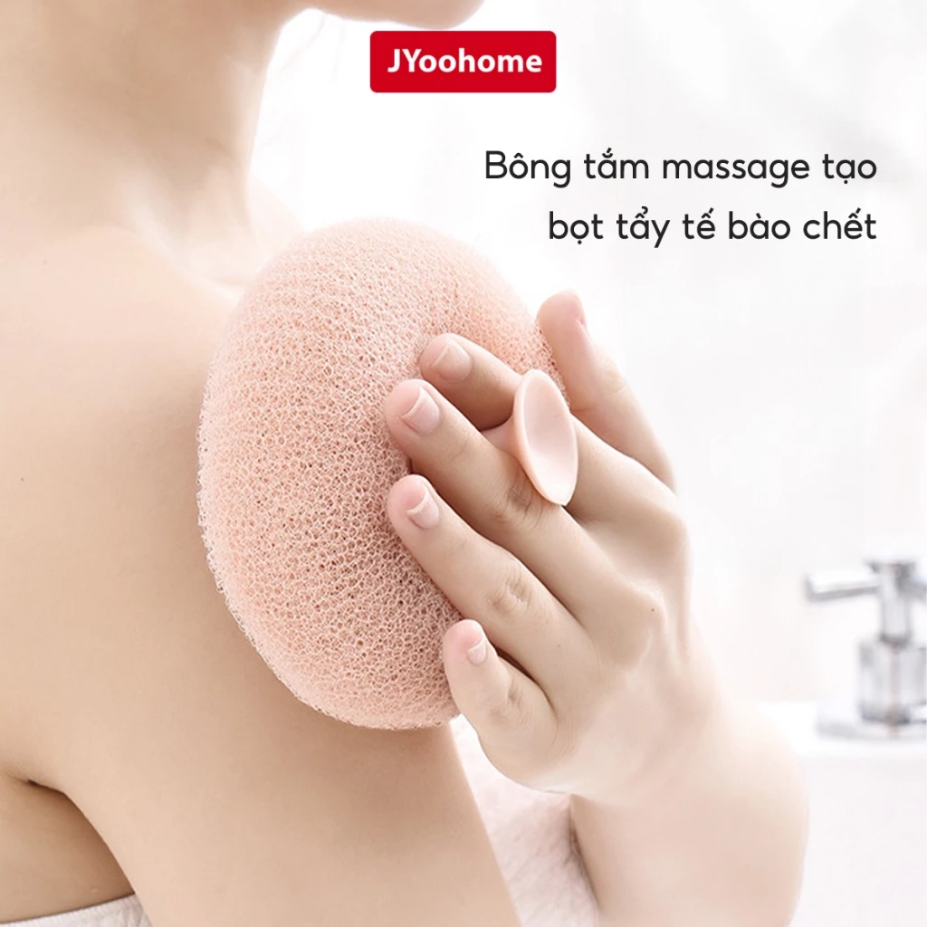 Bông tắm tròn tạo bọt tẩy tế bào chết JYoohome Bông tắm xơ mướp 3D giúp mát xa cơ thể khi tắm B01