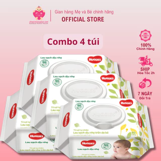 [TP.HCM]Combo 4 Gói Khăn Ướt Huggies 80 Miếng Không Mùi