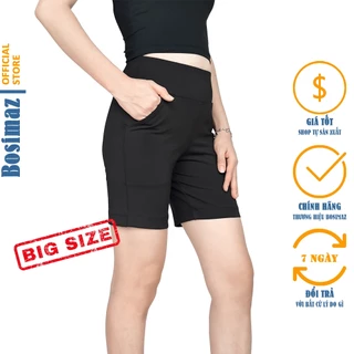 Quần Legging Nữ Bigsize Bosimaz BS331 đùi túi trước màu đen cao cấp, thun co giãn 4 chiều, vải đẹp.