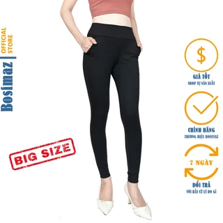 Quần Legging Nữ Bigsize Bosimaz BS111 dài túi trước màu đen cao cấp, thun co giãn 4 chiều, vải đẹp.