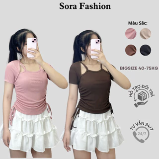 Áo Kiểu Nữ Hở Vai Bigsize Sora Fashion, Áo Thun Nữ Bigsize Dây Rút 2 Bên Eo Chất Liệu Thun Tăm 149