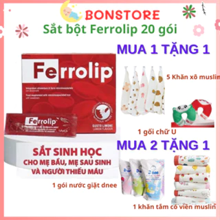 [4h tặng 1h=5h]Sắt bột,Sắt sinh học Ferrolip liposome bổ sung sắt cho mẹ bầu người thiếu máu hộp 20gói