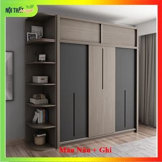 Tủ Quần Áo Gỗ Công Nghiệp Cửa Lùa Hiện Đại, Tủ Quần Áo Gỗ MDF Chống Ẩm Thái Lan Cao Cấp,  Gỗ Dày 17