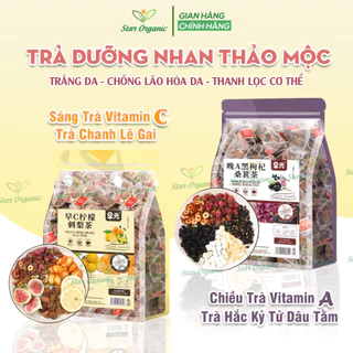 Trà Dưỡng Nhan Sáng C Và Tối A Trà Hắc Kỷ Tử Lê Gai Dâu Tằm Hoa Hồng Sáng Da - Star Organic