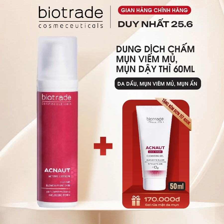 Dung dịch chấm mụn Biotrade Acnaut Active Lotion mụn mủ, mụn dậy thì