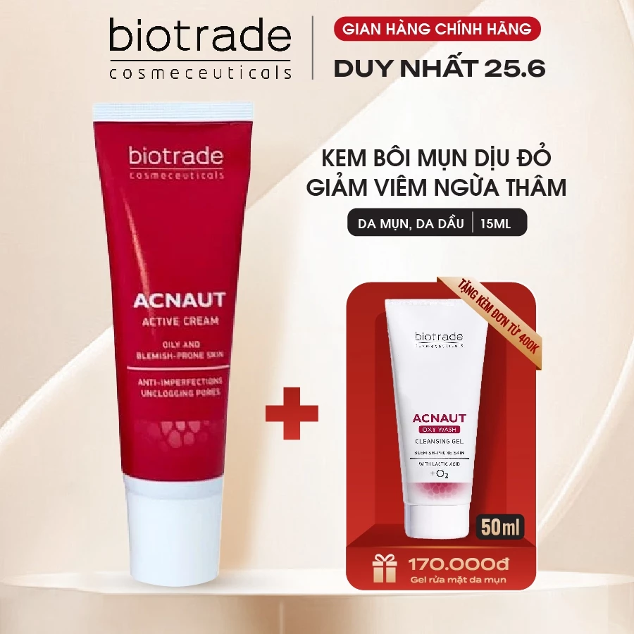 Kem chấm Mụn Biotrade Acnaut Active Cream giảm đỏ, mờ thâm 15ml Biotrade