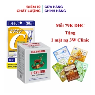 Combo L-cystine, DHC Vitamin C giúp đẹp da, giảm rụng tóc - bổ sung vitamin c, coenzym Q10, l-cystine 30 ngày