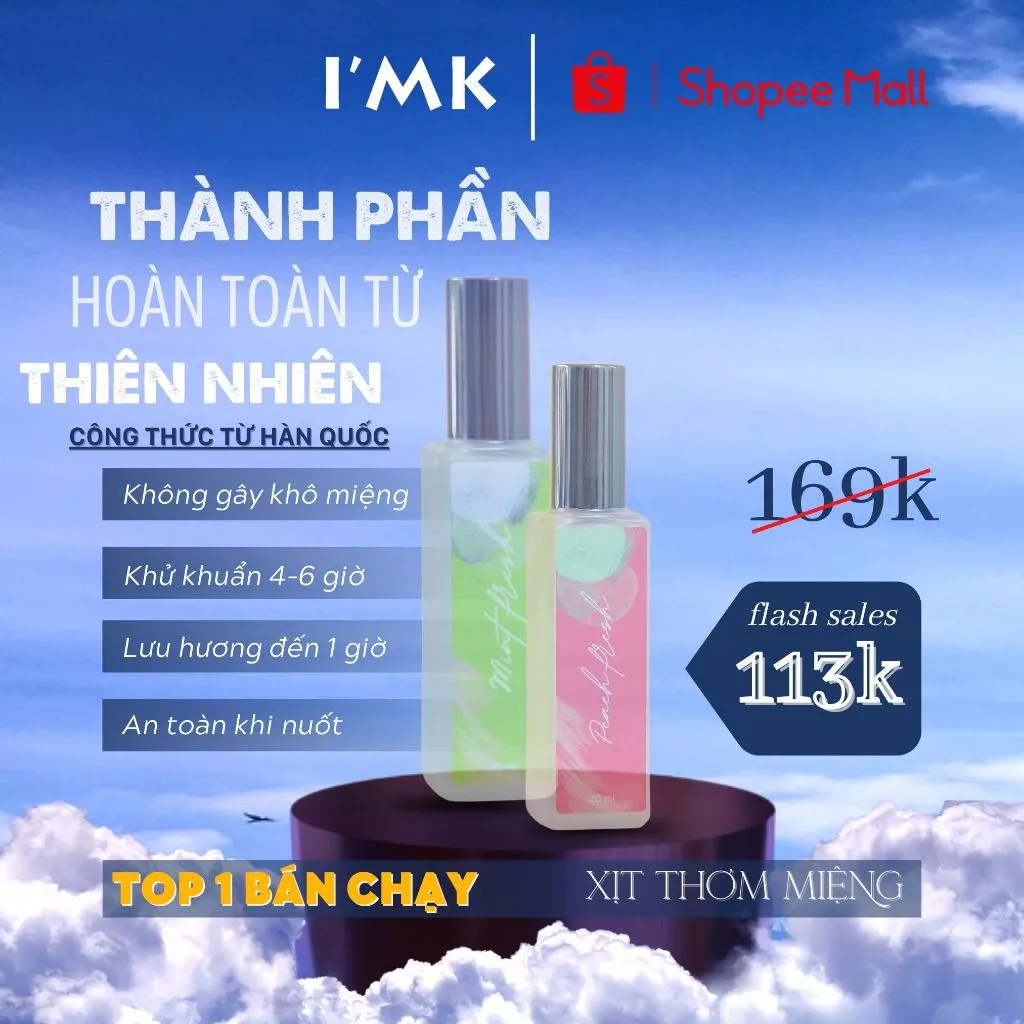 Xịt Thơm Miệng I'MK Kissing Spray XK Hàn Quốc Lưu Hương Đến 1 Giờ Vị Bạc Hà &Trái Cây 20ml