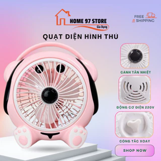 Quạt Điện Để Bàn Hình Thú Dễ Thương 2 Tốc Độ Gió Cắm Điện Có Hộp Chất Lượng Tốt