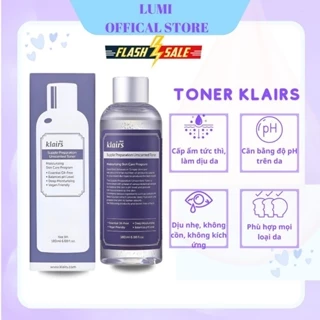 Toner dưỡng ẩm Klairs, nước hoa hồng cân bằng da không mùi, dưỡng ẩm tức thì - 180ML