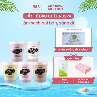 Tẩy tế bào chết toàn thân NUSPA Body Scrub chiết xuất Cà phê, Hoa anh đào, Bơ, Hoa trà, Lý chua đen 250ml- Mỹ phẩm Divi