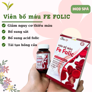 Viên Bổ Máu Fe Folic - Bổ Sung Sắt, Acid Folic, hỗ trợ tái tạo hồng cầu, giảm nguy cơ thiếu máu