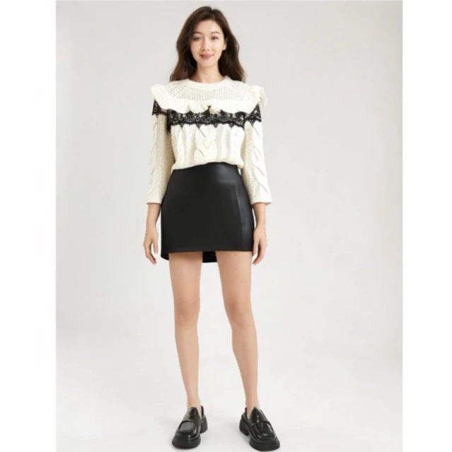 (Size 11-12) Zara Đức - Áo len sale auth new tag cao cấp chính hãng phối ren thêu bèo vai vặn thừng kid trắng 1473/707