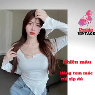 Áo kiểu dài tay vạt nhọn cuốn biên ôm body HP FASHIONTREND áo nữ tôn dáng màu đen trắng thun co giãn G679