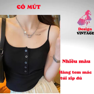 Áo hai dây body mặc hè có mút cài cúc, áo kiểu 2 dây thun co giãn màu đen trắng mặc đi chơi sang chảnh G827