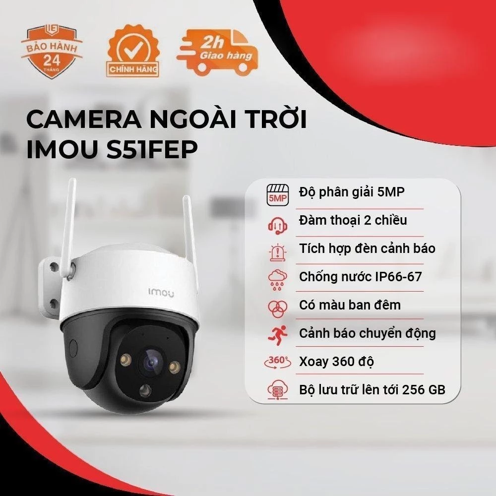 Camera Wifi Imou S51FEP 5.0MP / S31FEP 3.0MP,  Đàm thoại hai chiều, tích hợp còi hú, đèn chiếu sáng